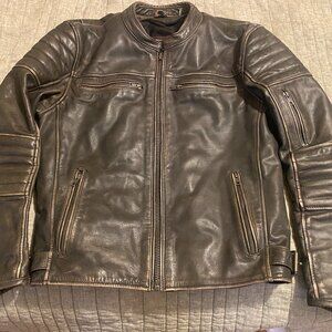 First Manufacture Commuter Men's Motorcycle Leather Jacket, Brown